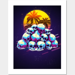 Skull retro80s Posters and Art